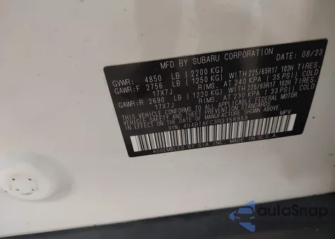 2024 Subaru Outback Premium z USA, uszkodzony, nr VIN 4S4BTAFC3R3158959